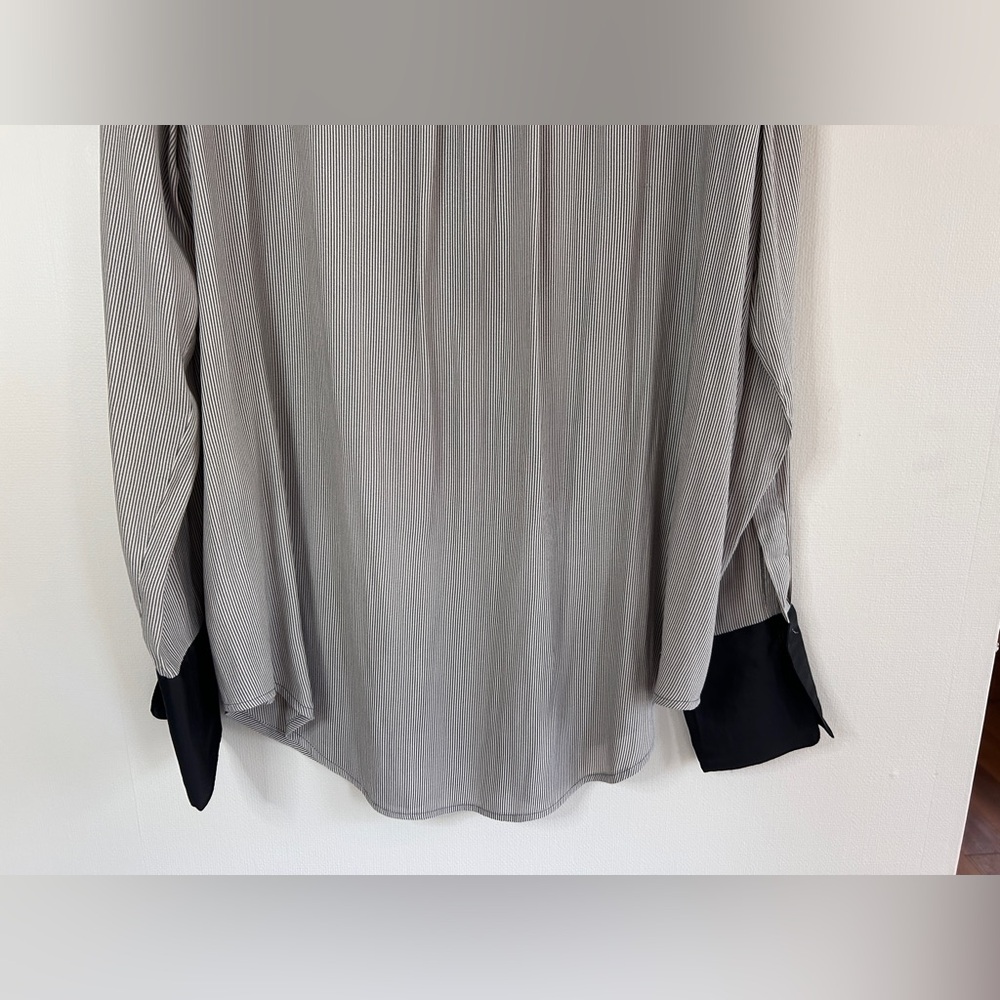 FREE PEOPLE Crepe Stripe Tunic Blouse Parisian Minimalist Capsule Boho | Size M - Picture 8 of 13